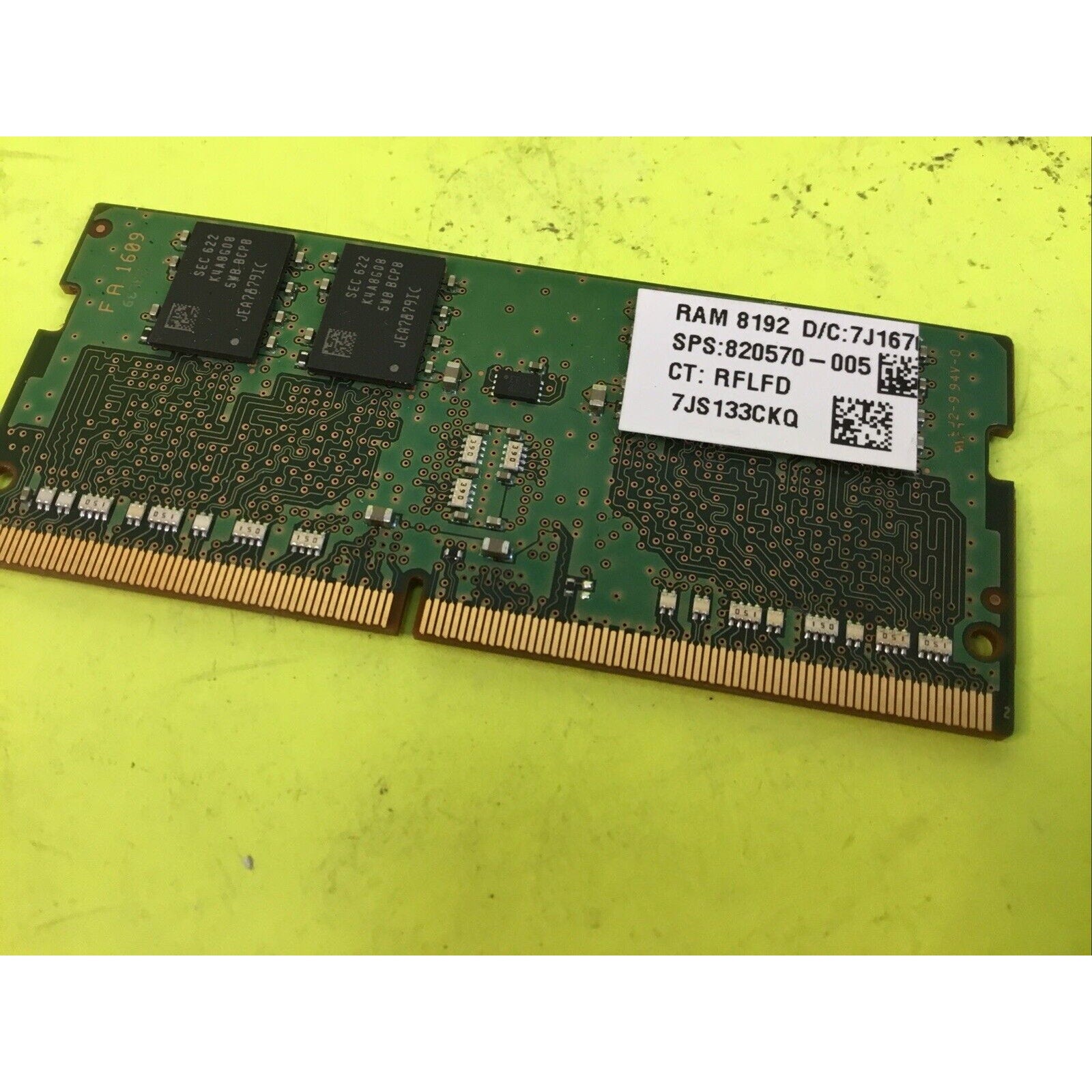 SAMSUNG 8GB 1Rx8 PC4-2133P DDR4 SODIMM MEMORY RAM M471A1K43BB0-CPB 820570-005