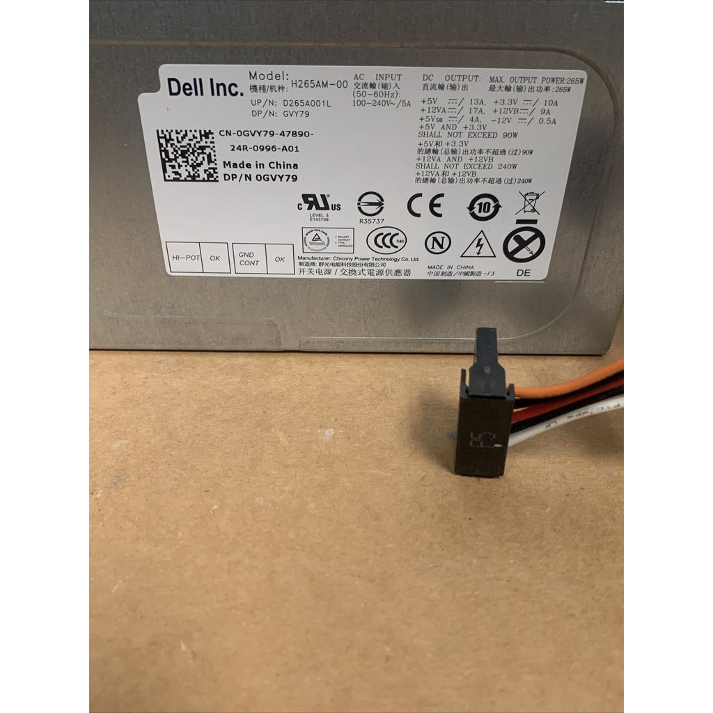 Dell Genuine OptiPlex 390 790 990 Power Supply 265W H265AM-00 GVY79 0GVY79