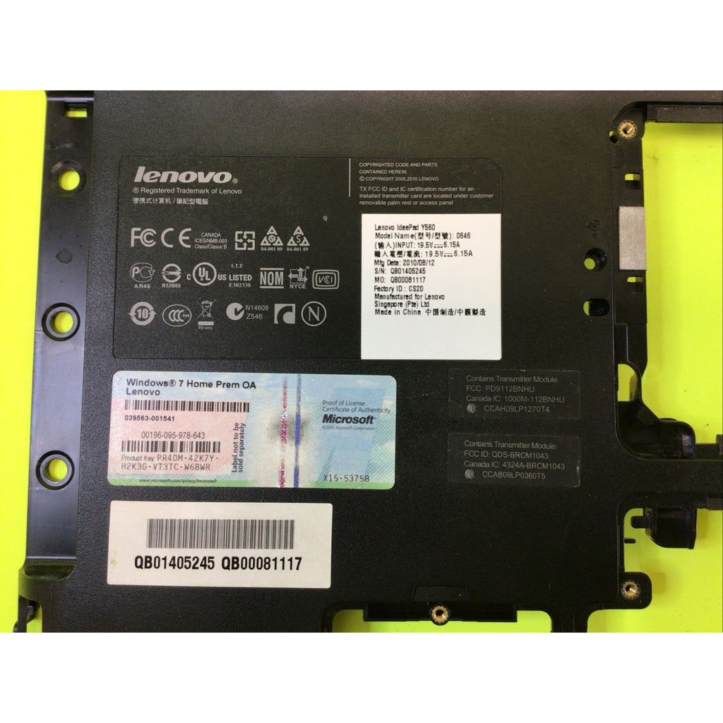 Lenovo Ideapad Y560 Bottom Case Housing 34KL3BALV10