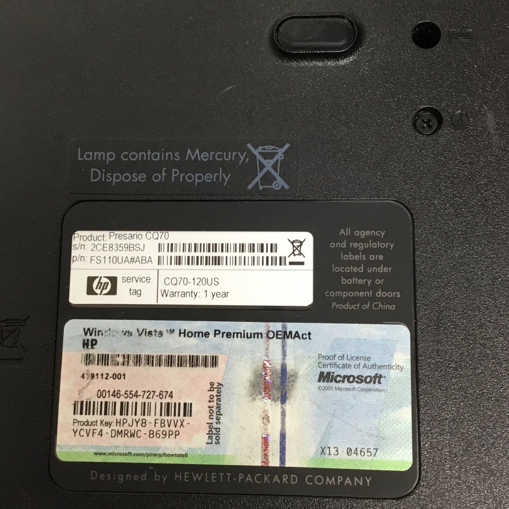 15.6" Laptop Compaq Presario CQ70-120US Notebook PC For Parts READ DESC