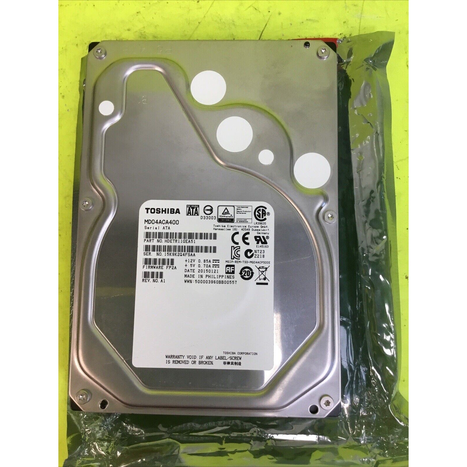 Toshiba MD04ACA SATA 4TB Internal 7200RPM 3.5" (MD04ACA400) HDD Hard Drive