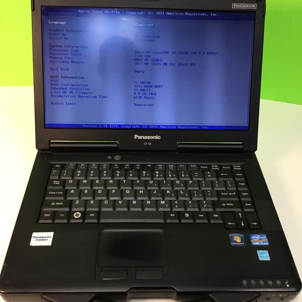 PANASONIC CF-53 Core i5 @ 2.70 GHz, 4GB RAM, NO HDD/OS (PARTS)