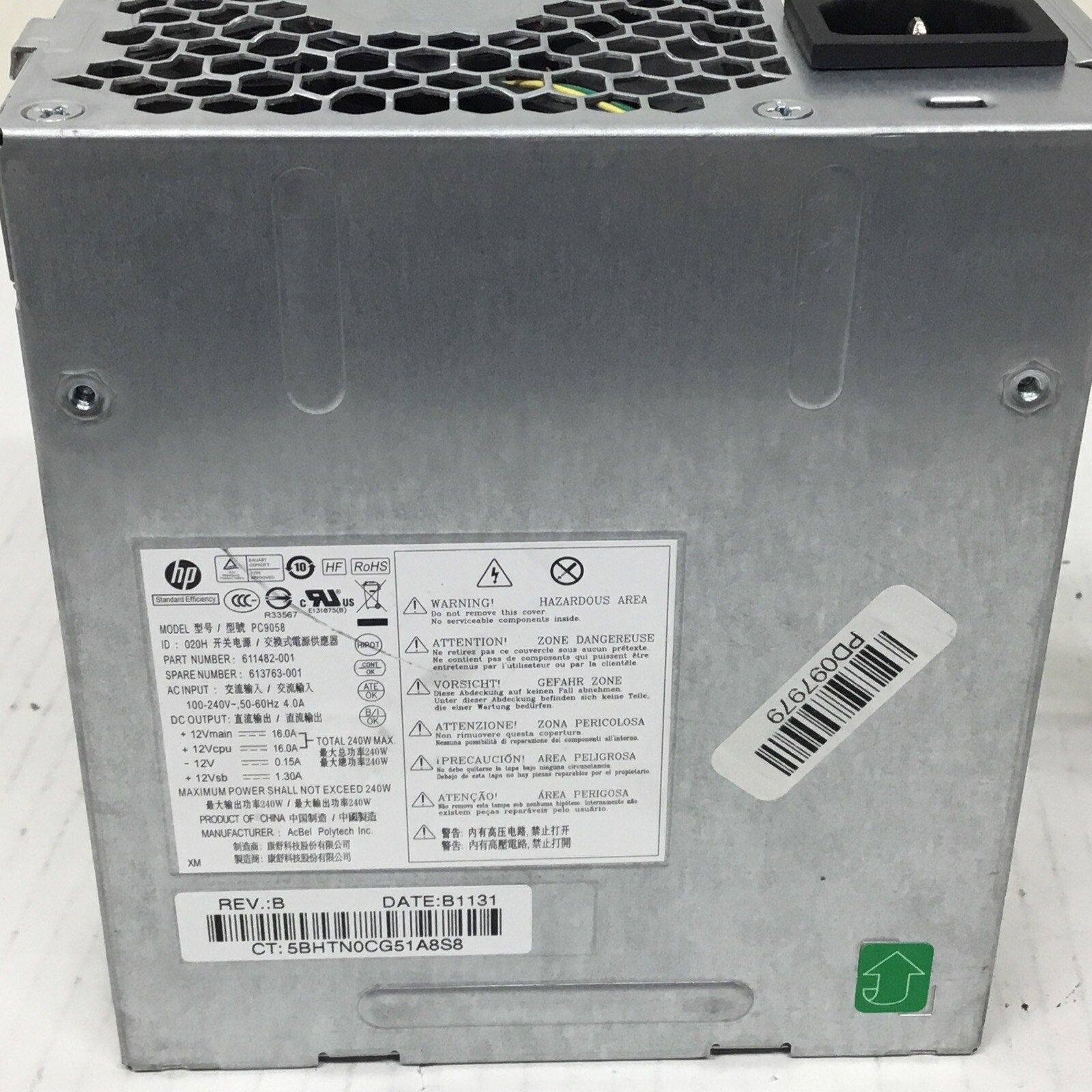 HP Power Supply PS-4241-9HF 613763-001 611482-001 240W