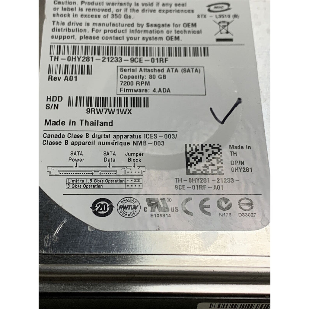 Tested Seagate ST380815AS 9CY131-037 FW:4.ADA TK 80gb 3.5" Sata HDD TESTED