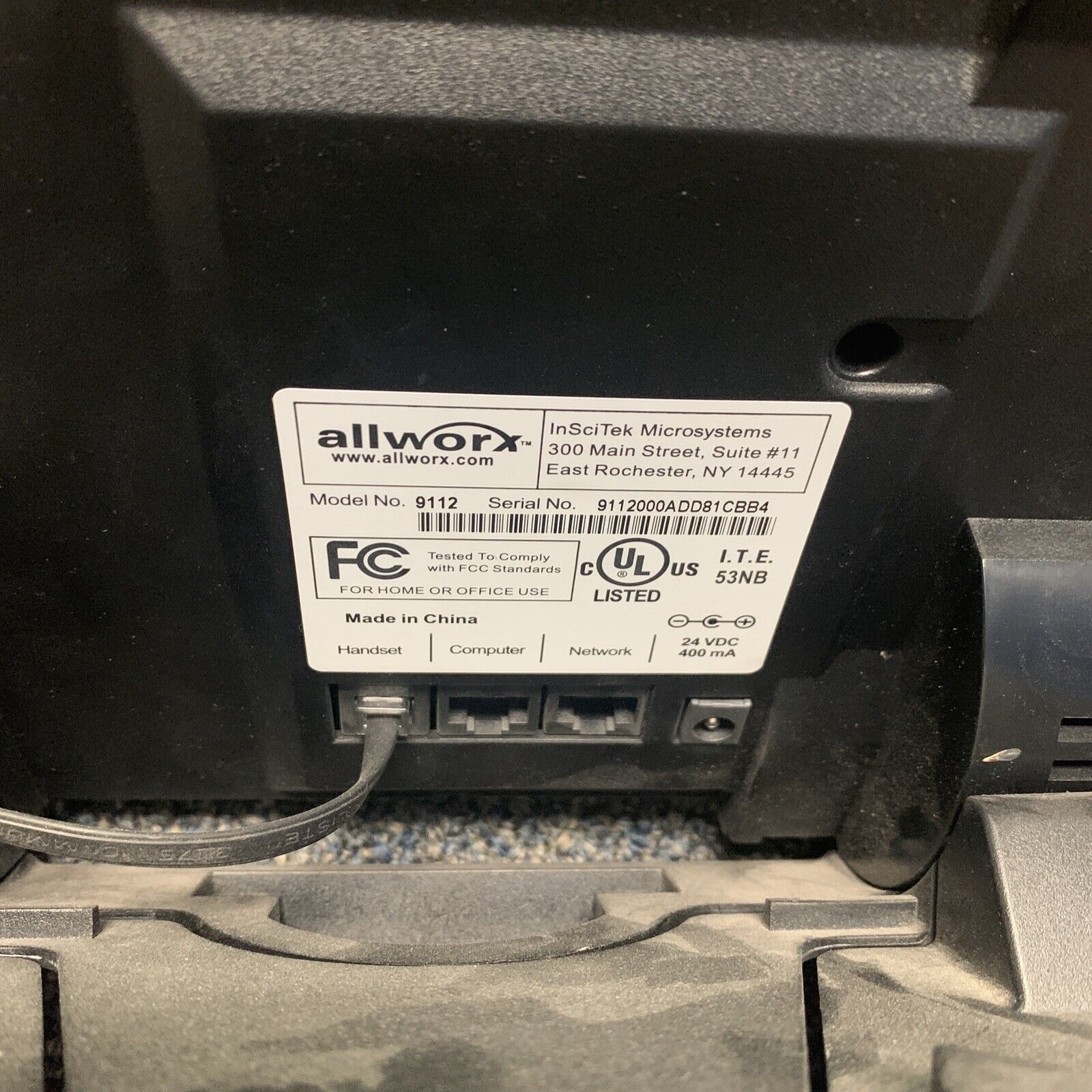 Allworx 9112 Black VoIP Telephone LCD Display - No Power Adapter