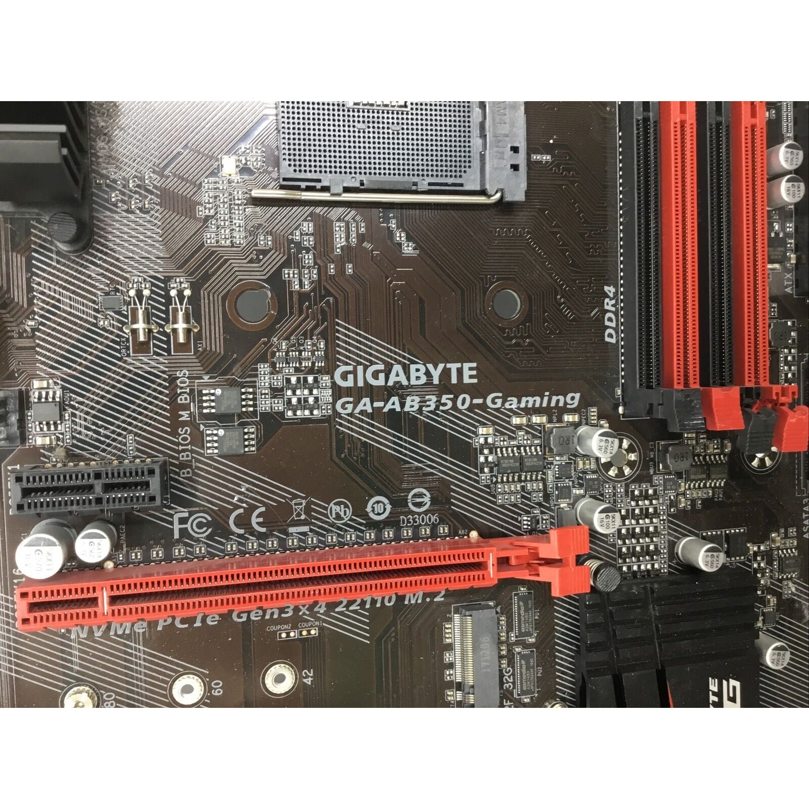 FOR PARTS - GIGABYTE GA-AB350-Gaming AMD AM4 Motherboard - FOR PARTS