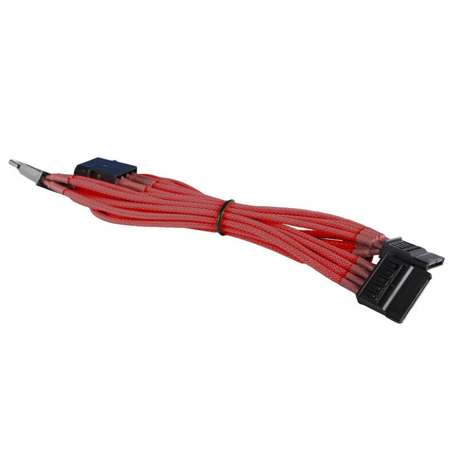 4-Pin LP4 Power to 3x SATA Power PC Adapter - Braided - Red