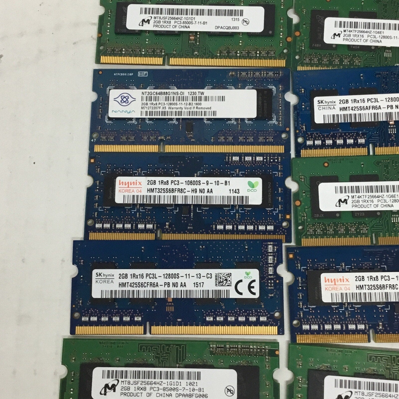Lot of 10 Assorted Brand 2GB DDR3 Ram SODIMM