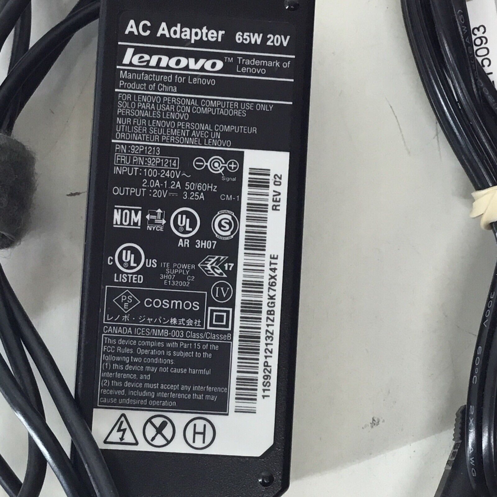 LENOVO 45N0320 20V 3.25A 65W Genuine Original AC Power Adapter Charger