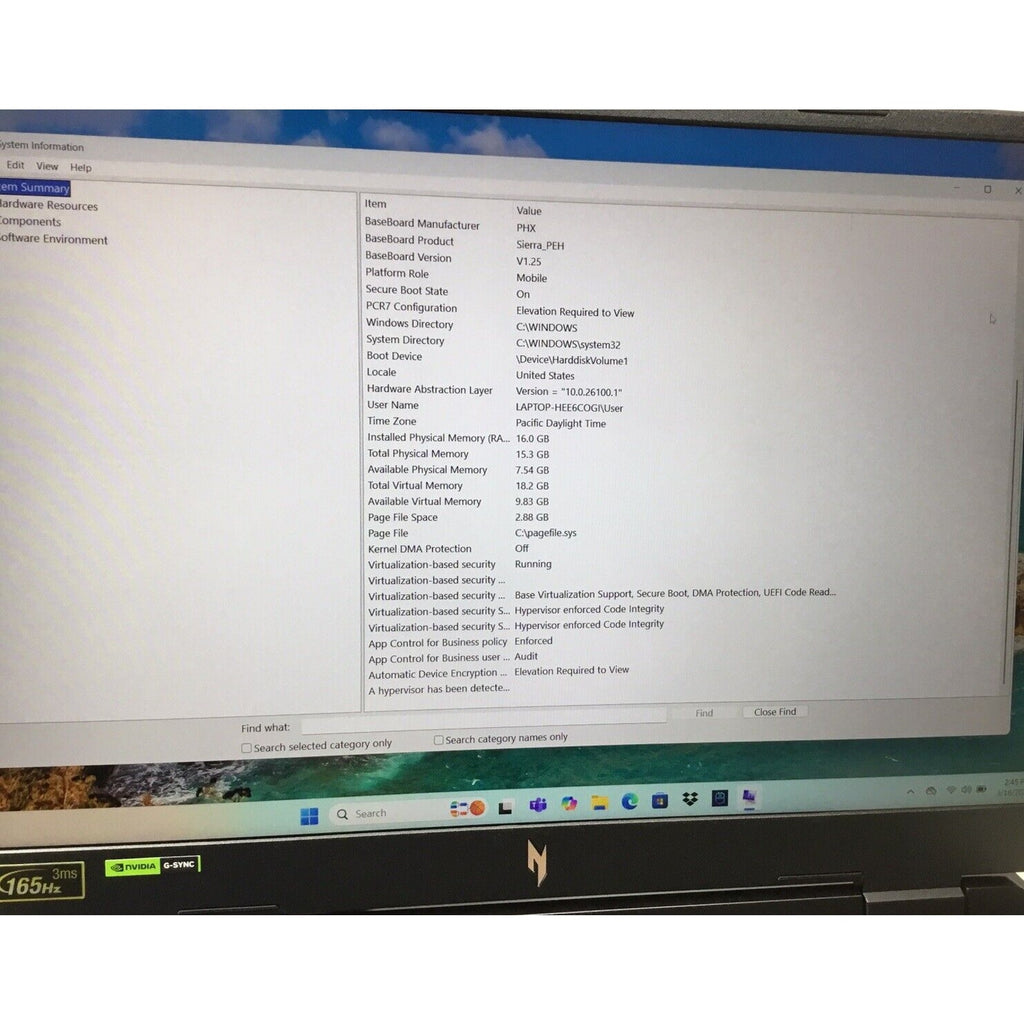 Acer Nitro 16 Gaming Laptop Ryzen 7 RTX 4050 16GB DDR5 1TB NVME AN16-41-R6WV