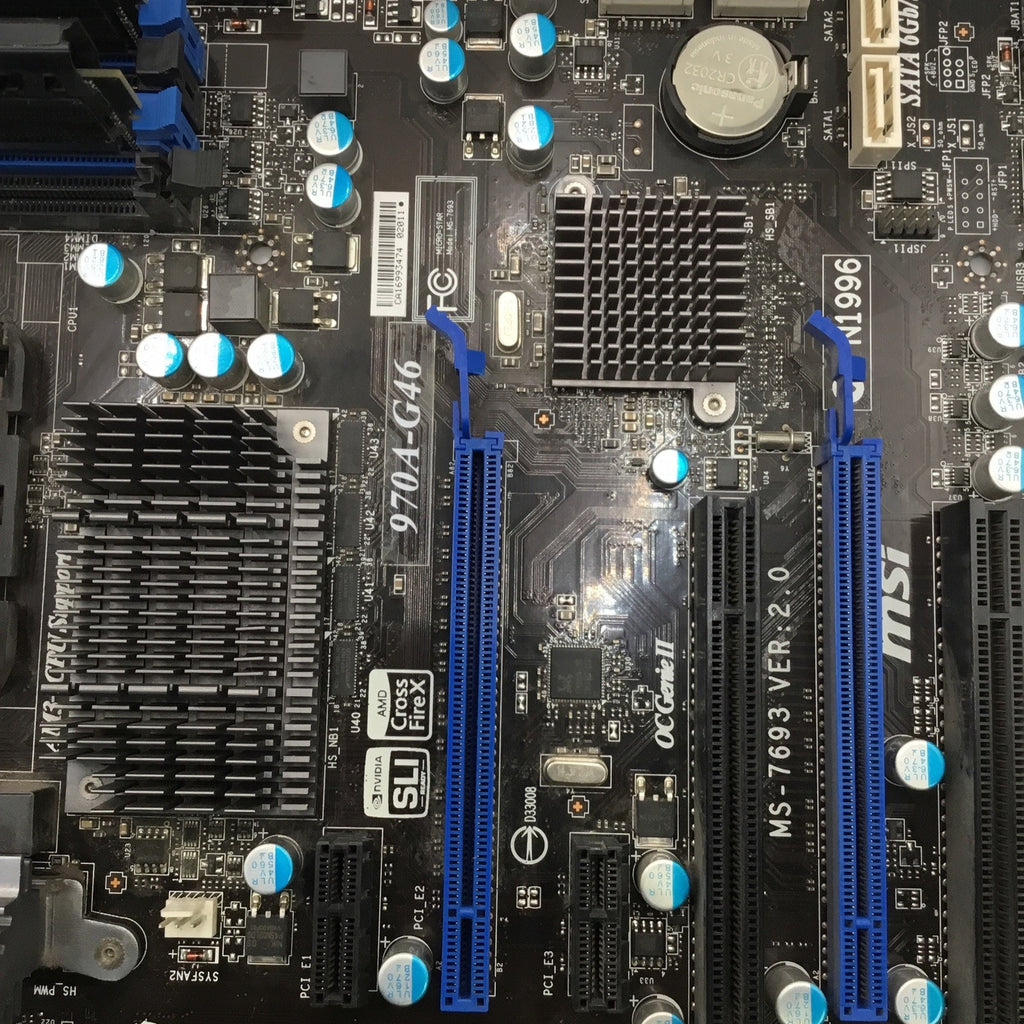 MSI 970A-G46 AM3+ Motherboard + AMD Phenom II CPU + 32 GB RAM + I/O PLATE