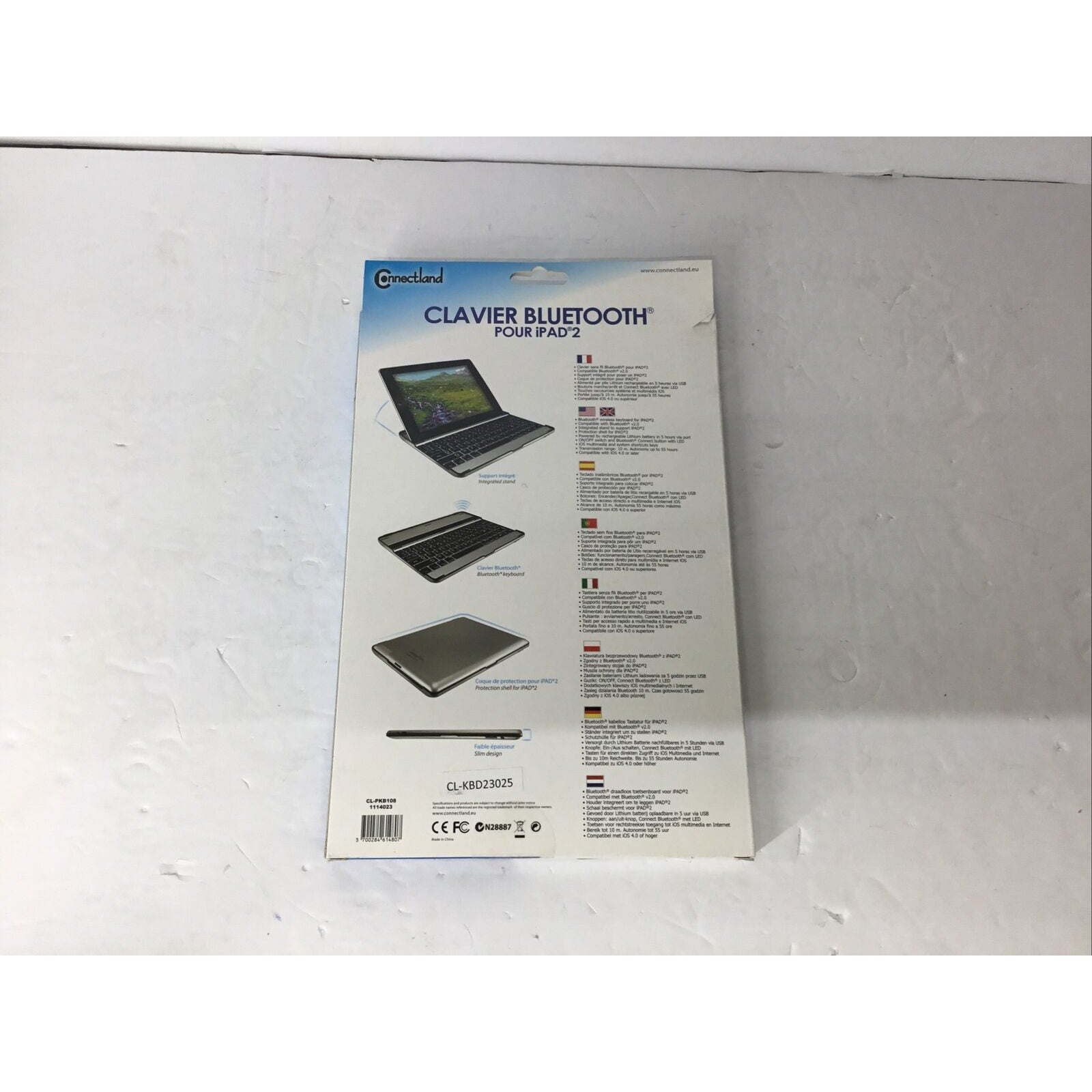 Lot of 9 Connectland CL-KBD23025 Bluetooth 3.0 Keyboard Case For IPad 2