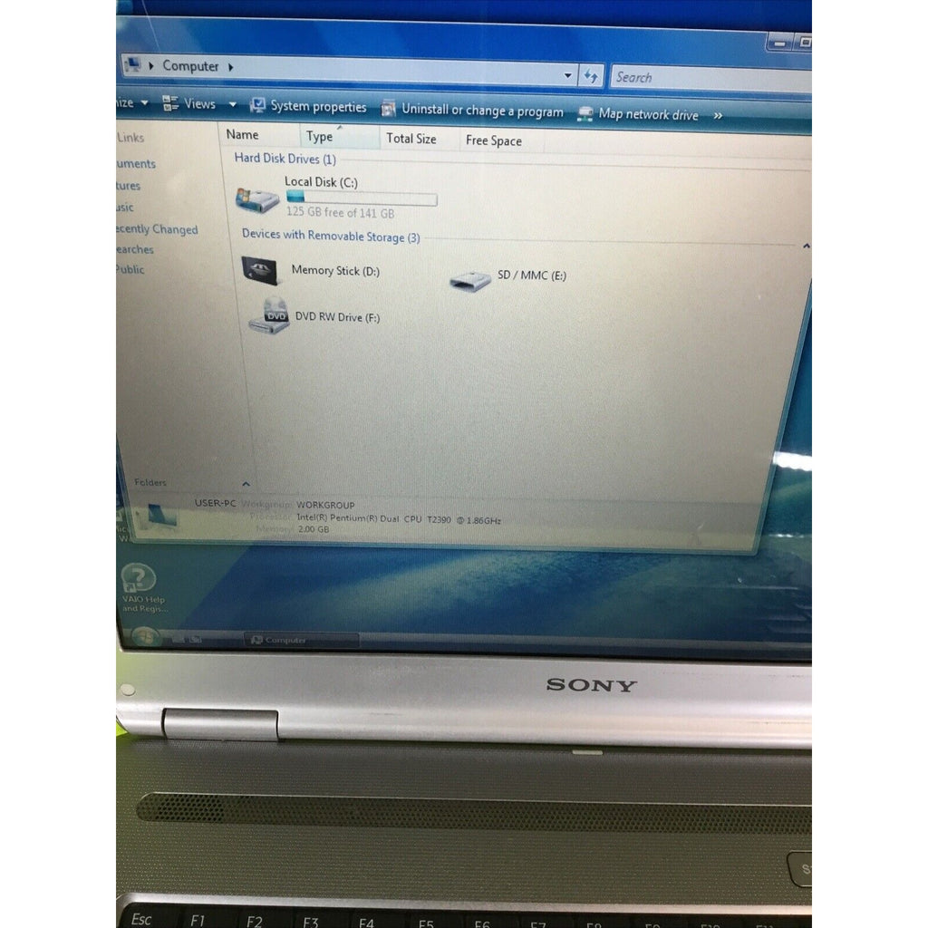 SONY Vaio VGN-NR430E Pentium Dual Core 1.86 GHz 2GB RAM FOR PARTS or REPAIR
