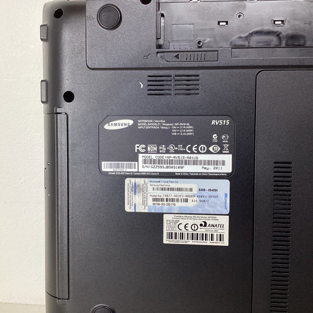 Samsung NP-RV515-A01US 15.6 AMD E-350 Dual-Core 4GB RAM 320GB HDD - For Parts