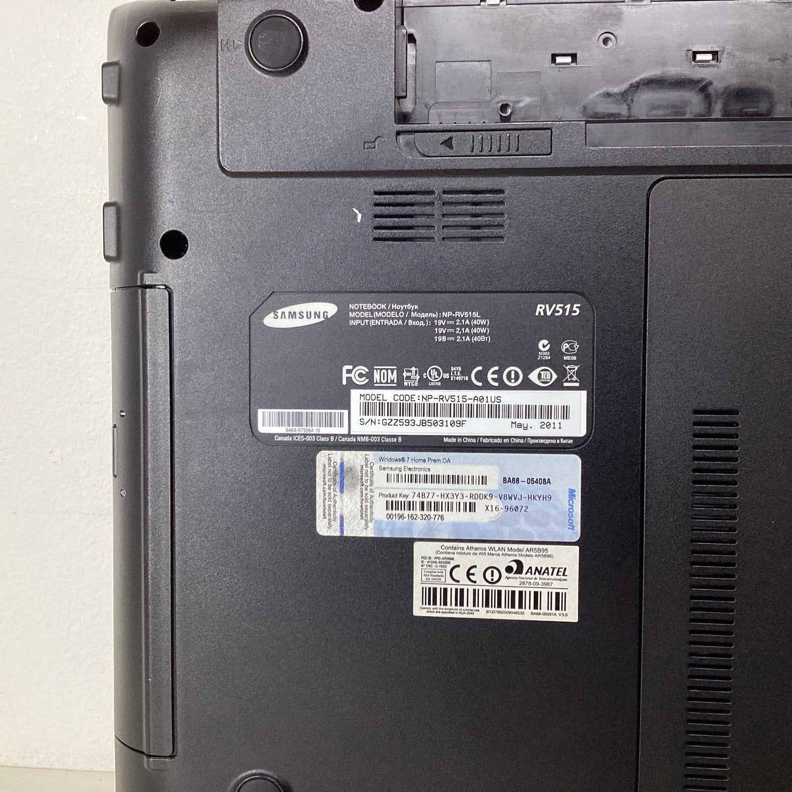 Samsung NP-RV515-A01US 15.6 AMD E-350 Dual-Core 4GB RAM 320GB HDD - For Parts