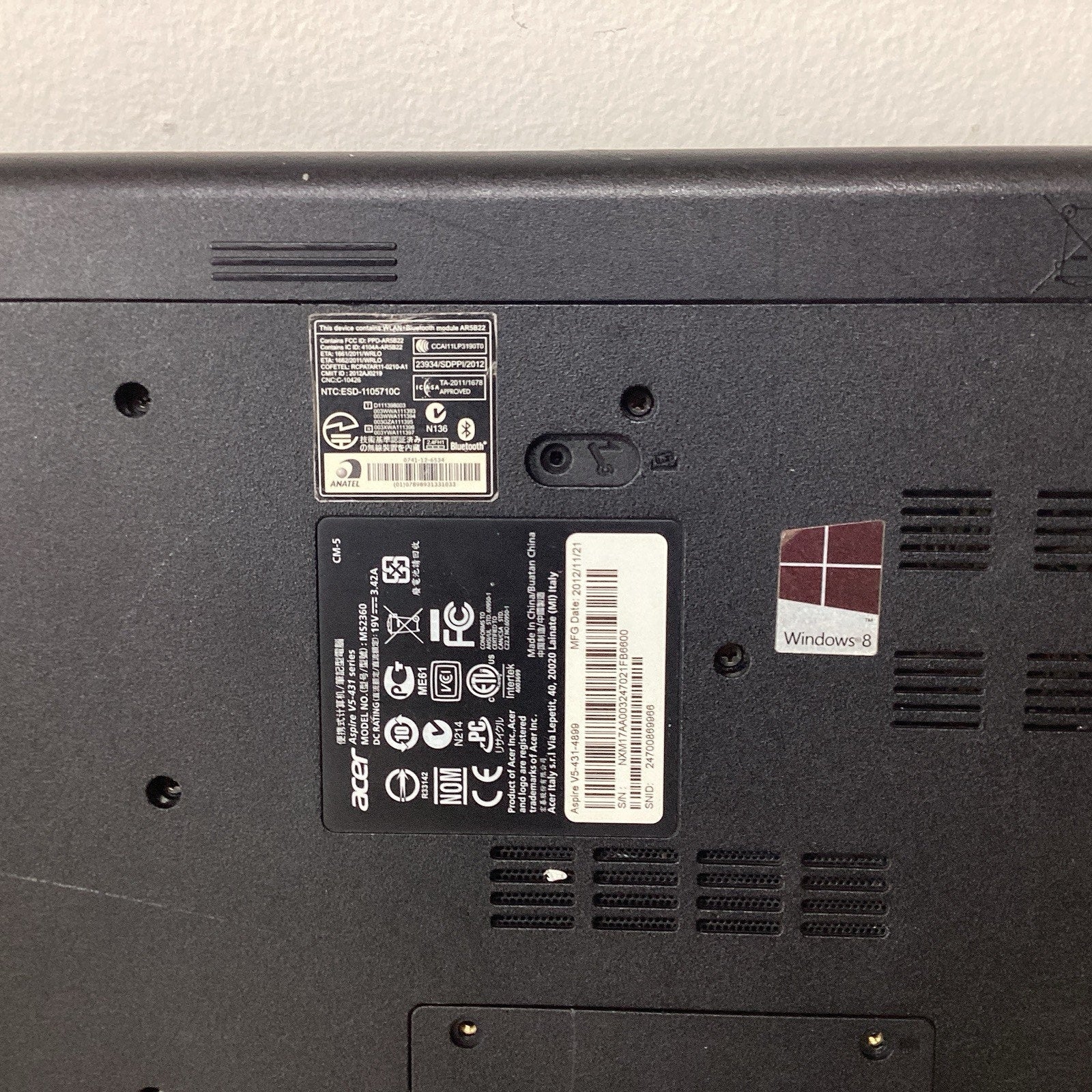 Acer Aspire V5-431-4899 MS2360 Intel Pentium No RAM or LCD - For Parts