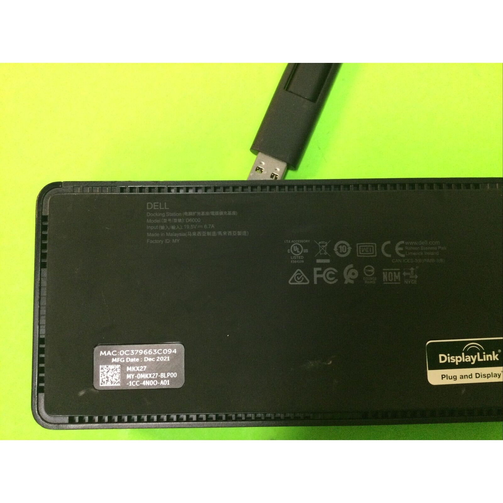 DELL D6000 DisplayLink DOCK w/USB 3.0 / USB-C UHD 4K