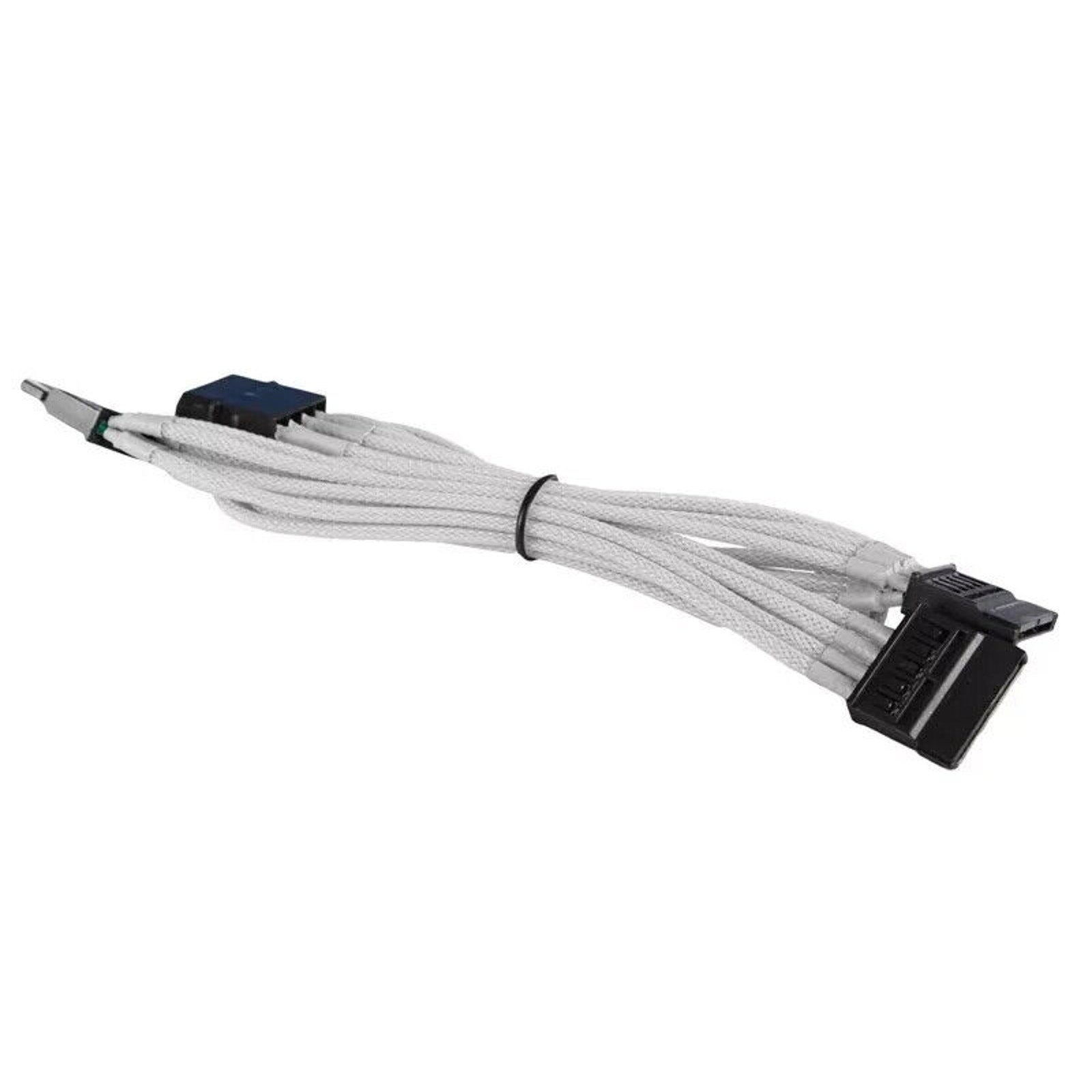4-Pin LP4 PC Power Cable to 3x SATA Adapter - Braided - White