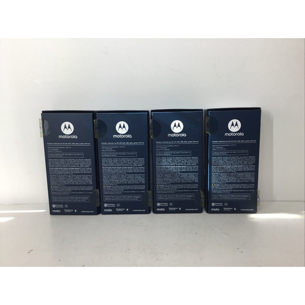 Lot of 4-Motorola One 5G UW Ace 64GB Volcanic Gray BOX ONLY
