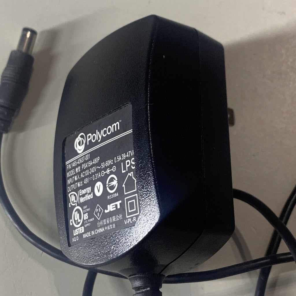 Polycom Power Supply 48V AC (1465-43637-001) PSA15A-480P for VVX phones *New*