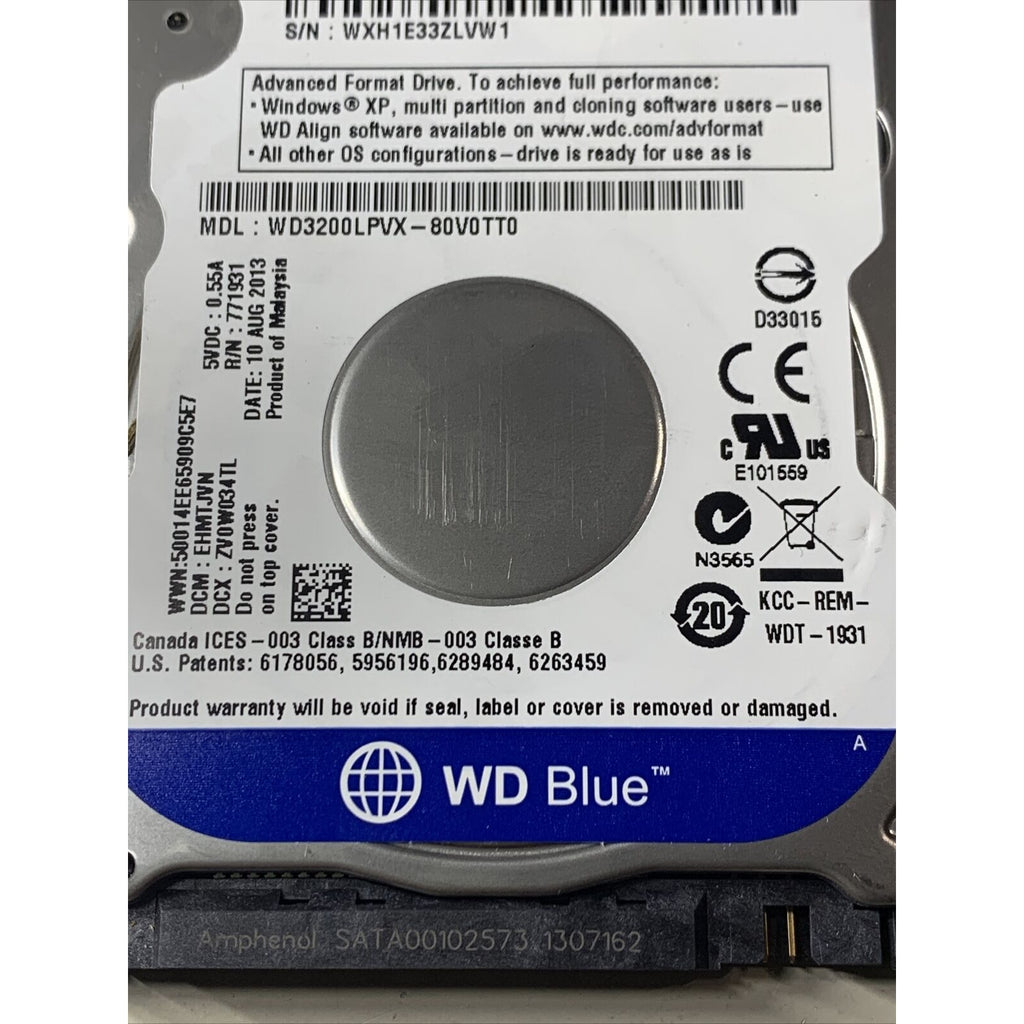 Western Digital Blue 500GB Internal, 5400RPM, 2.5” WD5000LPVX-80V0TT0 Hard Drive