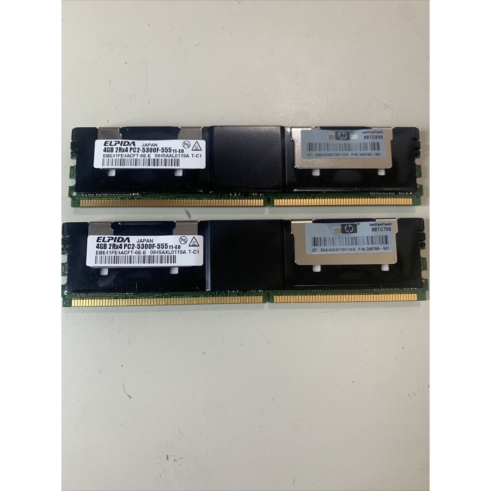 ELPIDA 8GB (2X4GB) PC2-5300F DDR2 ECC Server Memory EBE41FE4ACFT-6E-E 398708-061