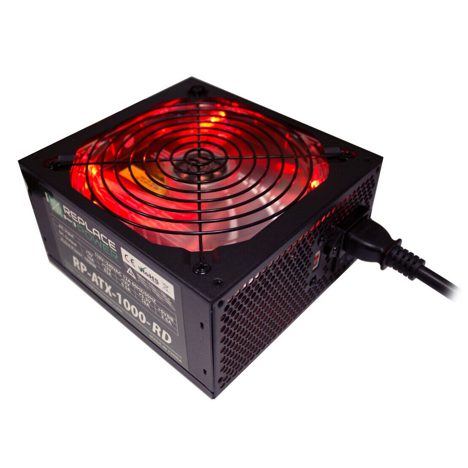 Replace Power RP-ATX-650W-RD 650W ATX Power Supply Red LED PCI-E