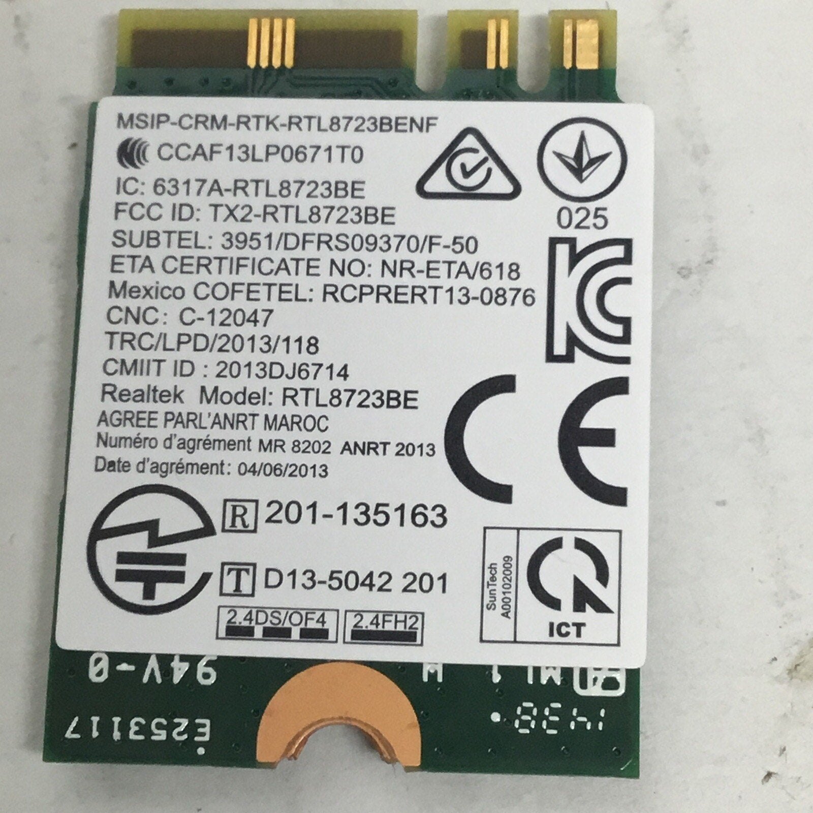 Realtek RTL8723BE Wireless WIFI Card Lenovo 20-200570 FRU 04X6025