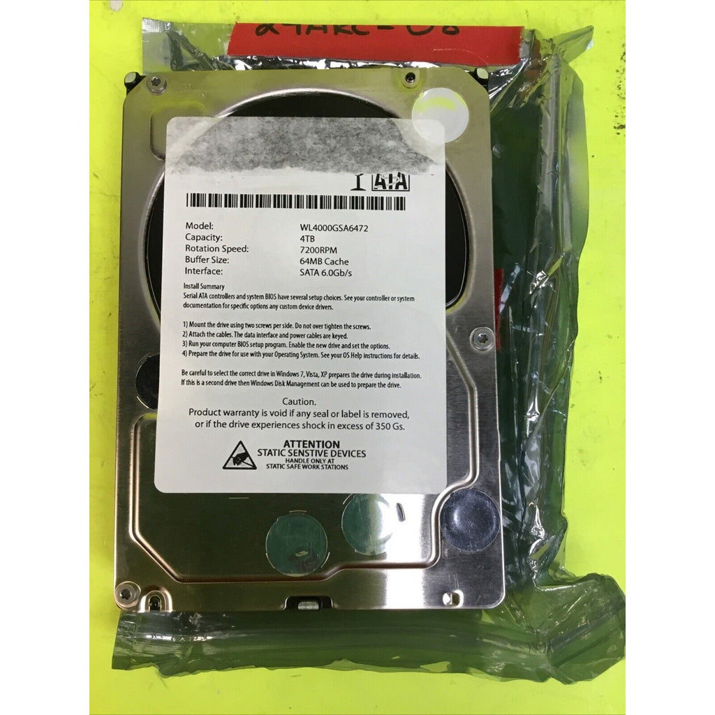WL 4TB 64MB Cache 7200RPM (Enterprise Grade) SATA 6Gb/s 3.5" Internal Hard Drive