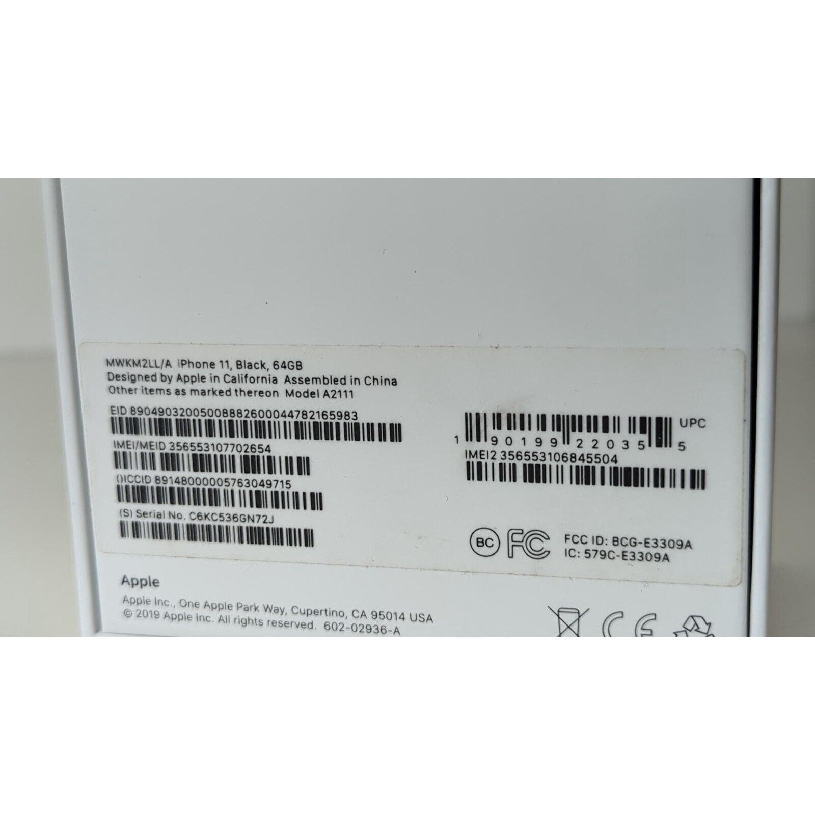 BOX ONLY - iPhone 11, White, 64GB - READ