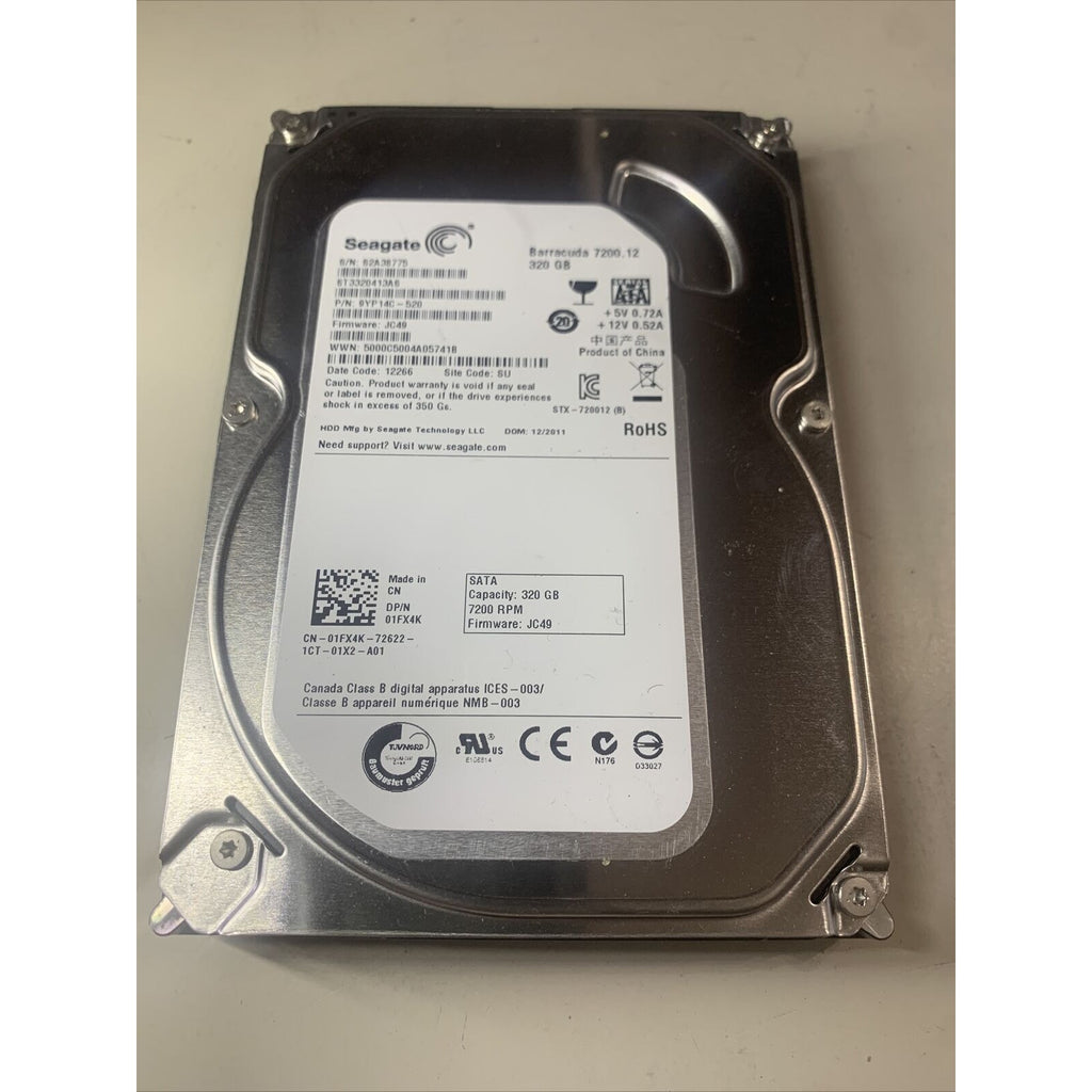 Seagate ST3320413AS 320GB 7200RPM SATA3 3.5" HDD 1FX4K P/N: 9YP14C-520 FW: JC49