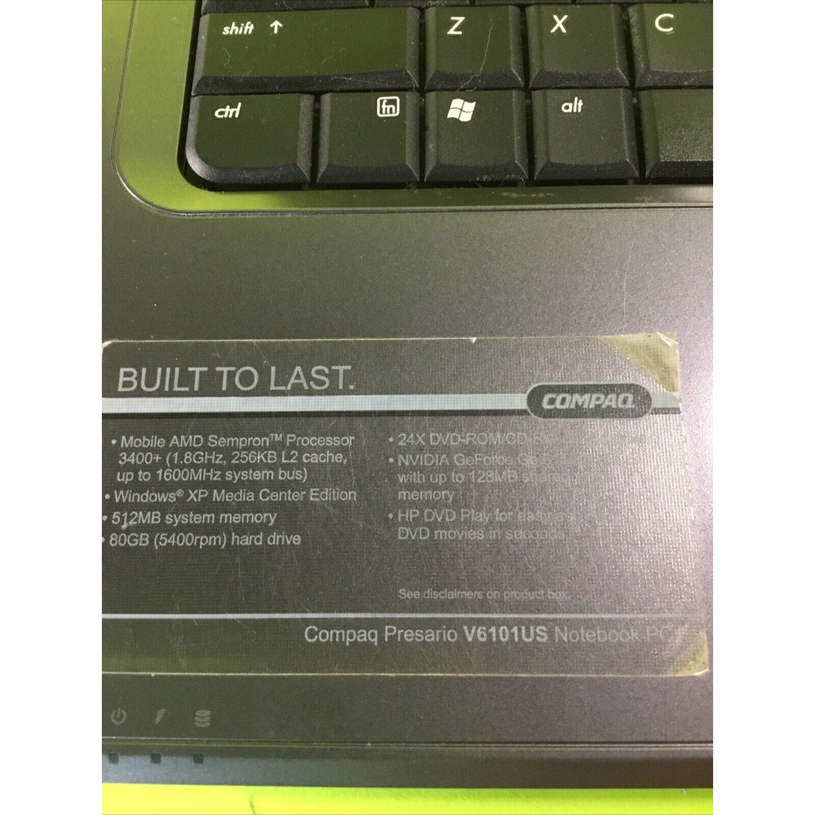 Compaq Presario V6000 AMD Sempron 3400+ 1800 MHz 2GB RAM NO HDD or OS