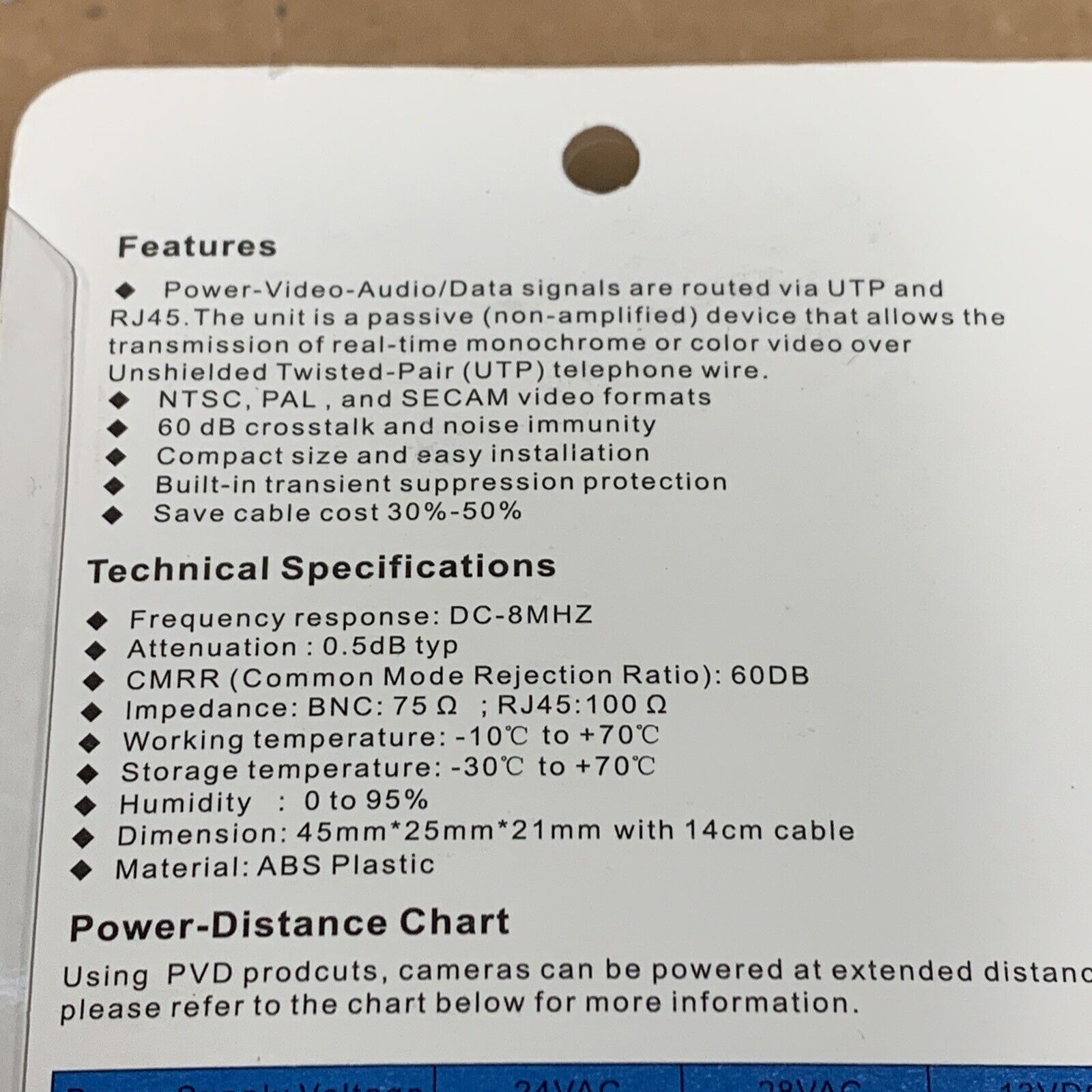 2x Twisted Pairs PVD Video Balun Video Power Data CCTV PTZ UTP BNC to RJ45 CAT5