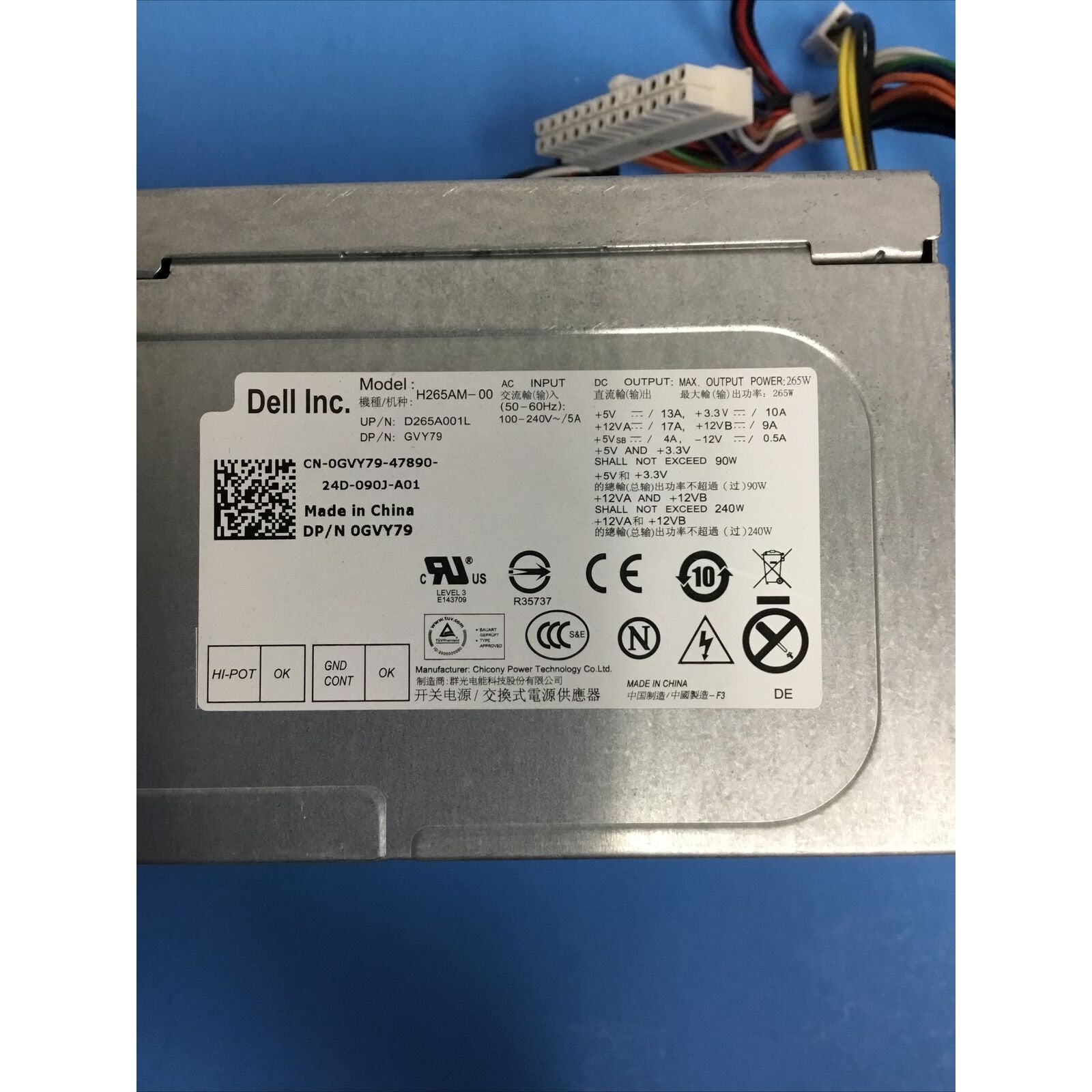 Dell L265AM-00 H265AM-00 AC265AM-00 265W Power Supply DP/N: 0053N4 0GVY79