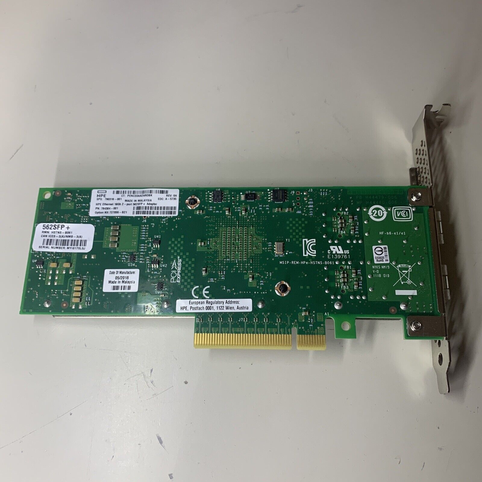 HP HPE 562SFP+ 10Gb 2-port Ethernet Adapter 790316-001 784304-001 727055-B21