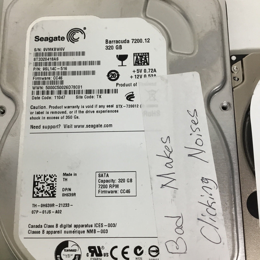 Parts 1x Seagate 250GB 2x Seagate 320GB 1x Samsung 500GB Toshiba 750GB WD 1TB