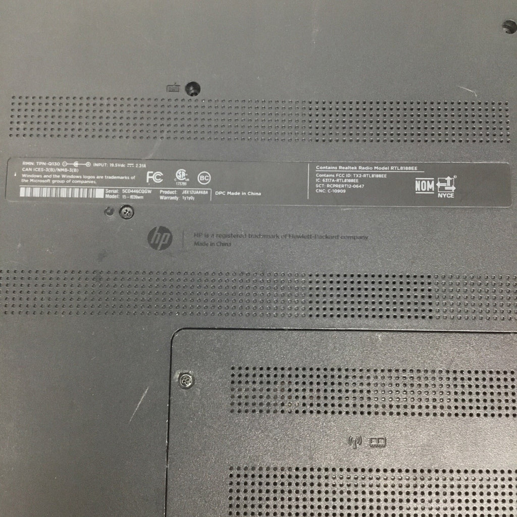 AS IS HP Pavilion 15-f039wm 15.6in Bad Battery No Adapter Unknown Specs