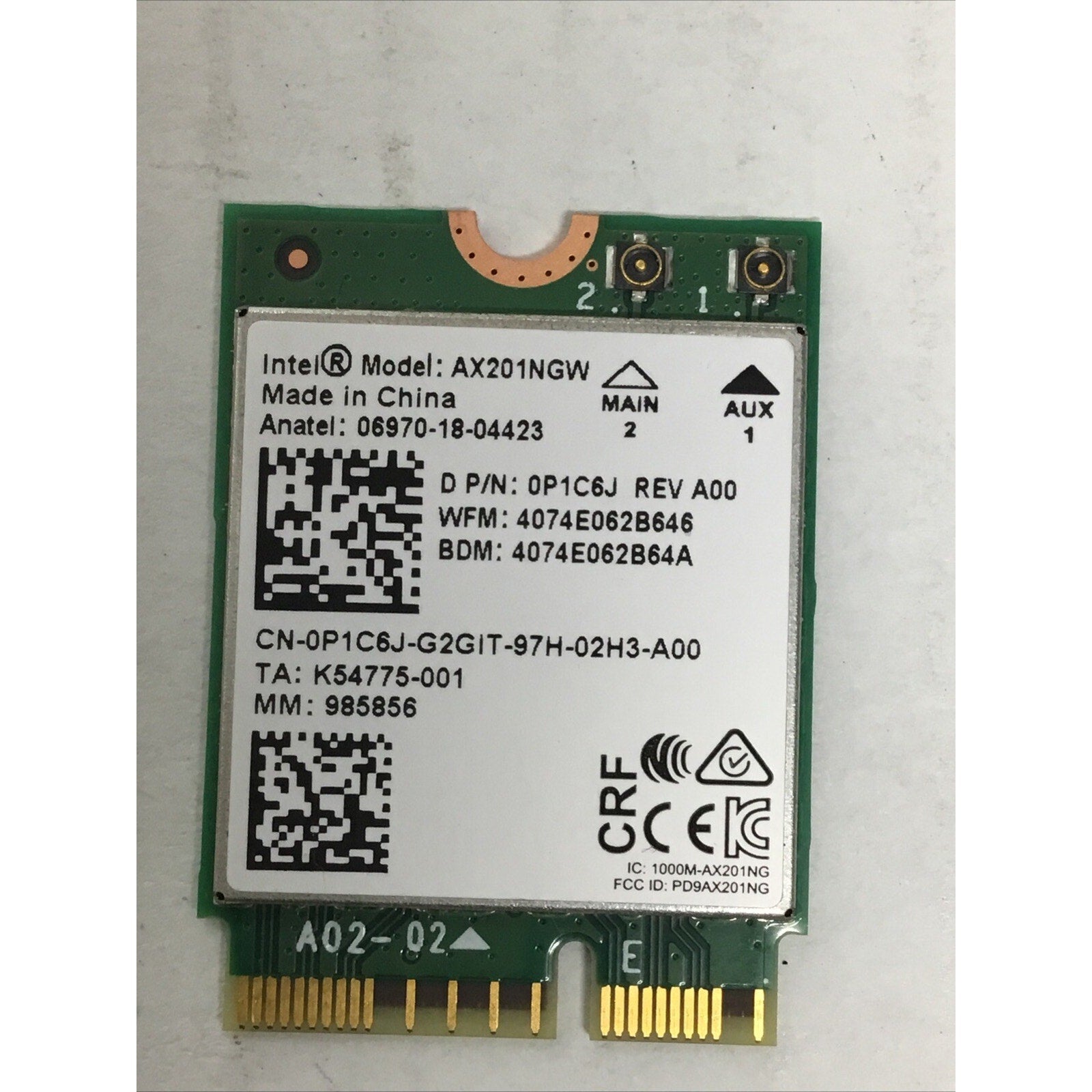 Genuine Dell Latitude 3410 Wifi Wireless Network Card P1C6J AX201NGW