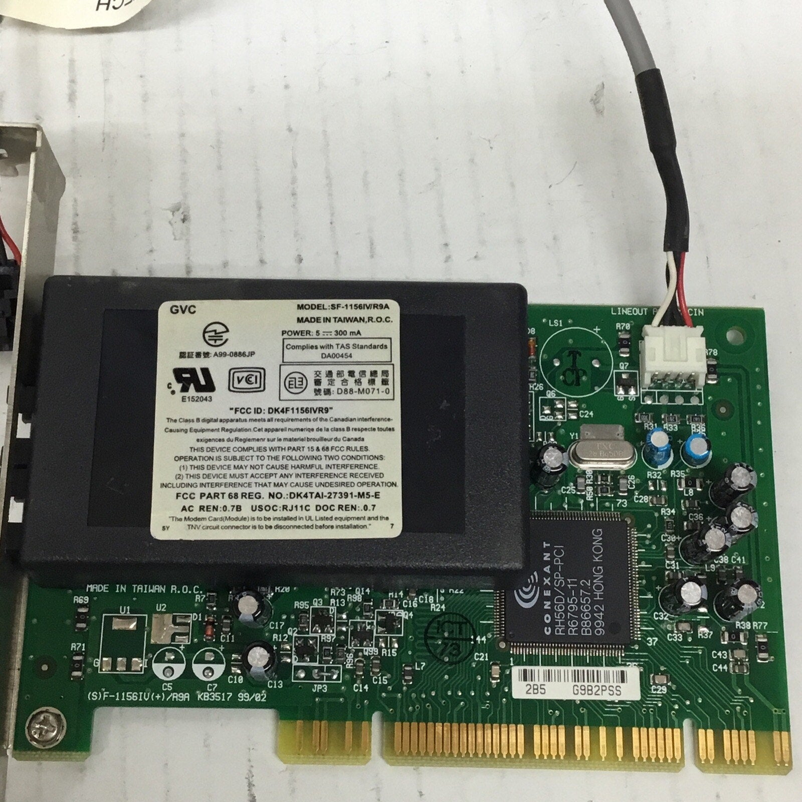 Pci Modem Card 00-253-268092 SF-1156IV/R9A Gateway 6001260