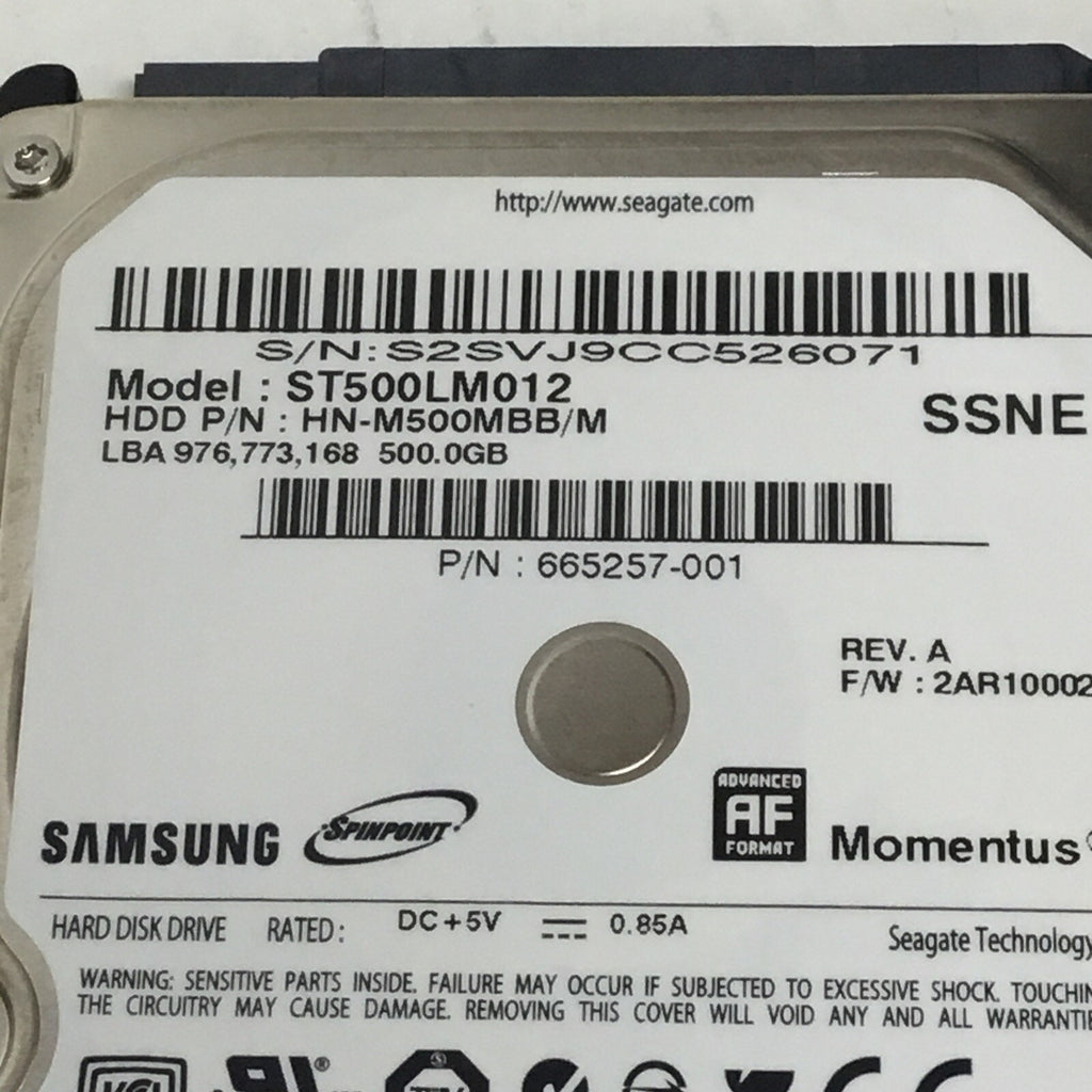 HP Samsung 500GB 5400RPM 2.5" SATA HDD Hard Drive ST500LM012