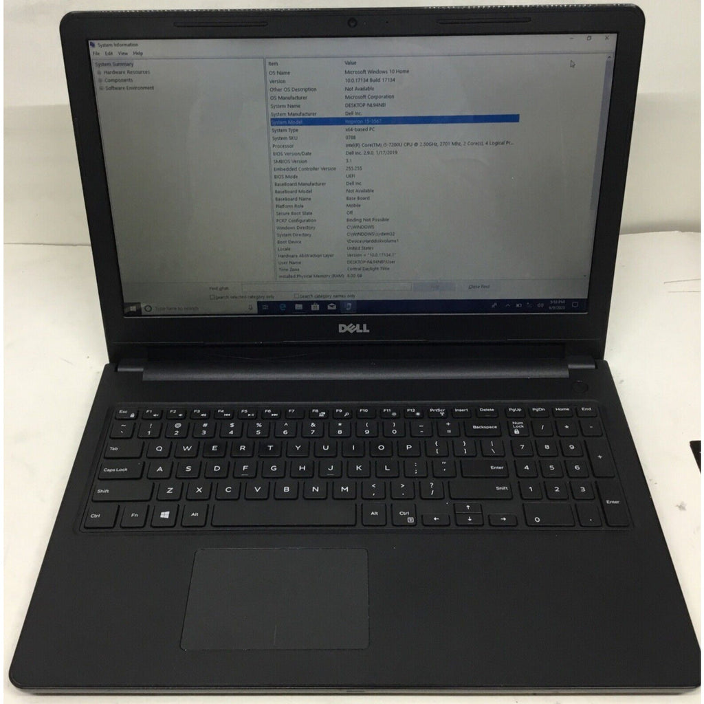 Dell Inspiron 15-3567 Touchscreen Intel Core i5-7200U 256GBHDD 8GB Ram Win10Home