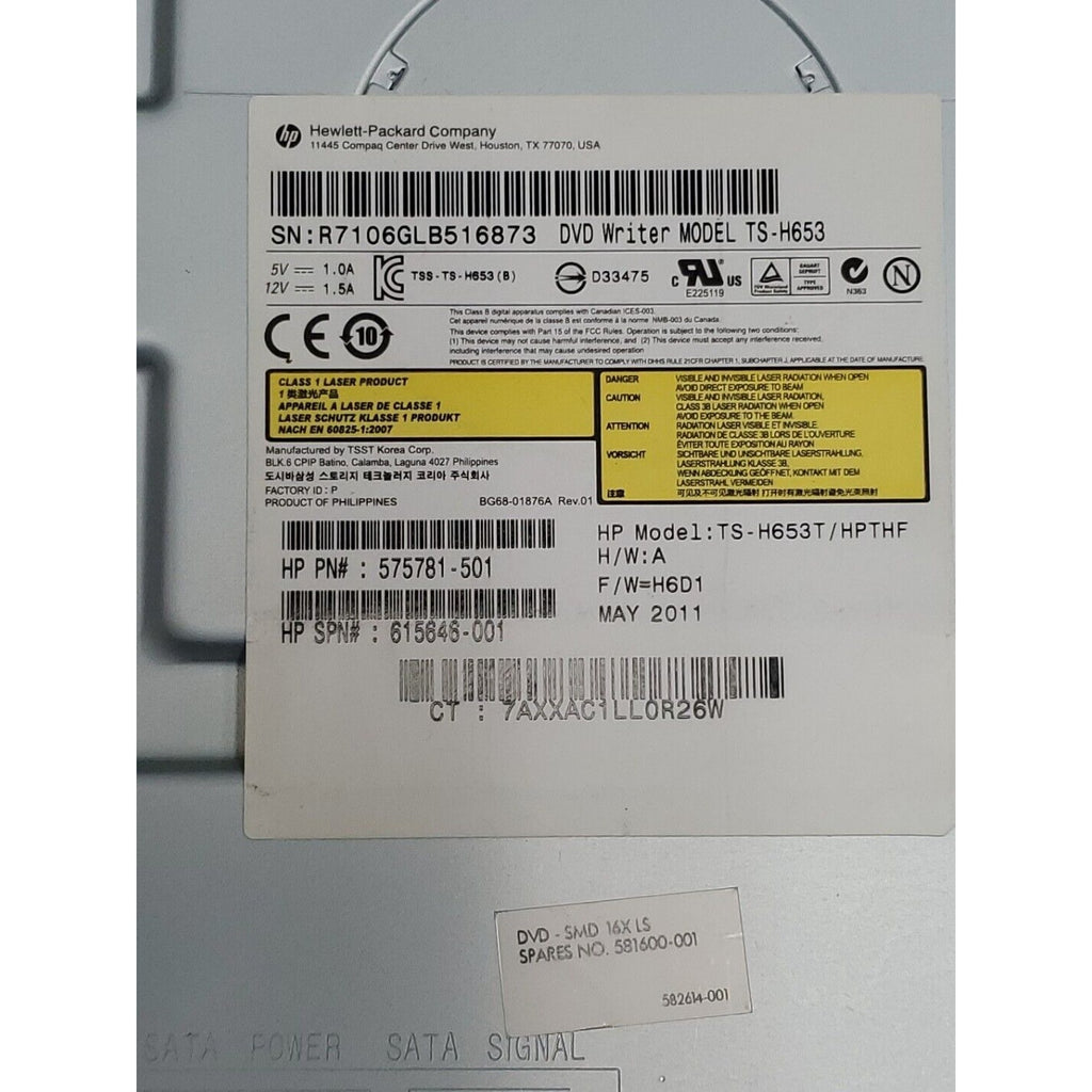 HP DVD CD RW Desktop Drive 575781-501 TS-H653 With Lightscribe