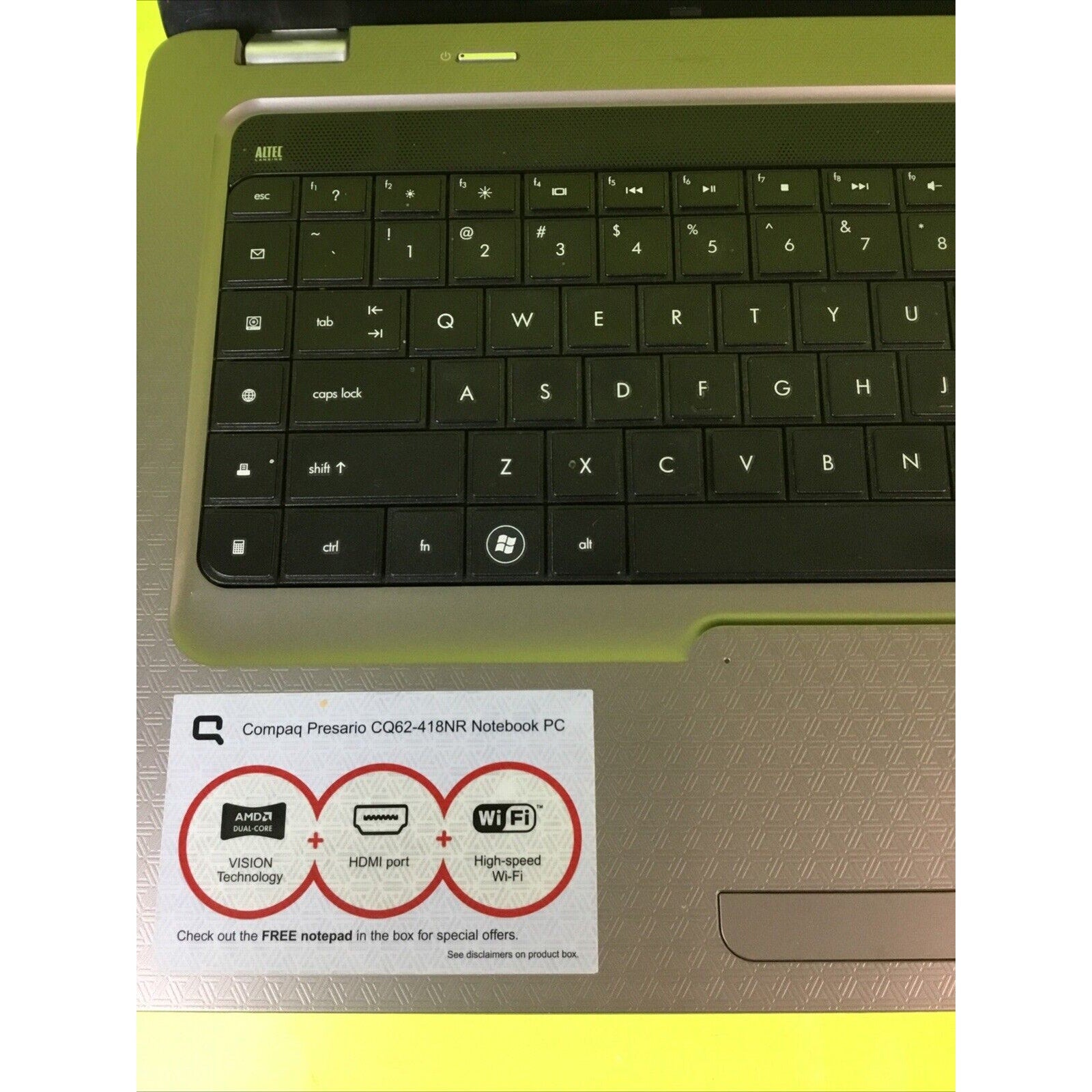 HP Compaq Presario CQ62-418NR FOR PARTS or REPAIR