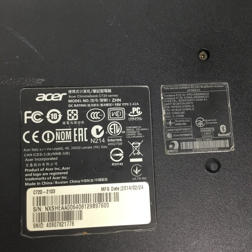 For Parts Acer Chromebook C720-2103 Laptop Computer, High Definition Display