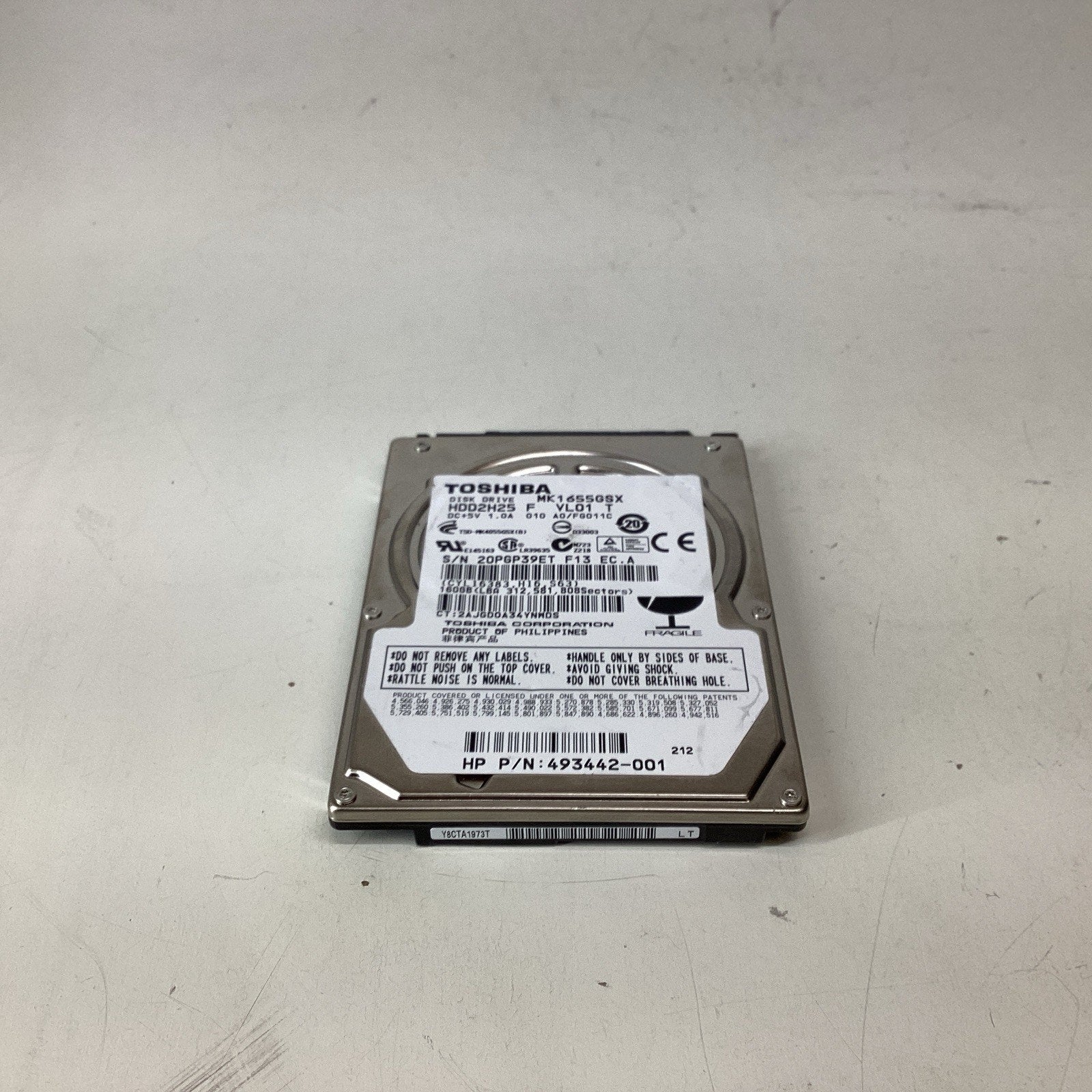 Toshiba MK1655GSX SATA 160GB 2.5 inch Hard Disk Drive 493442-001
