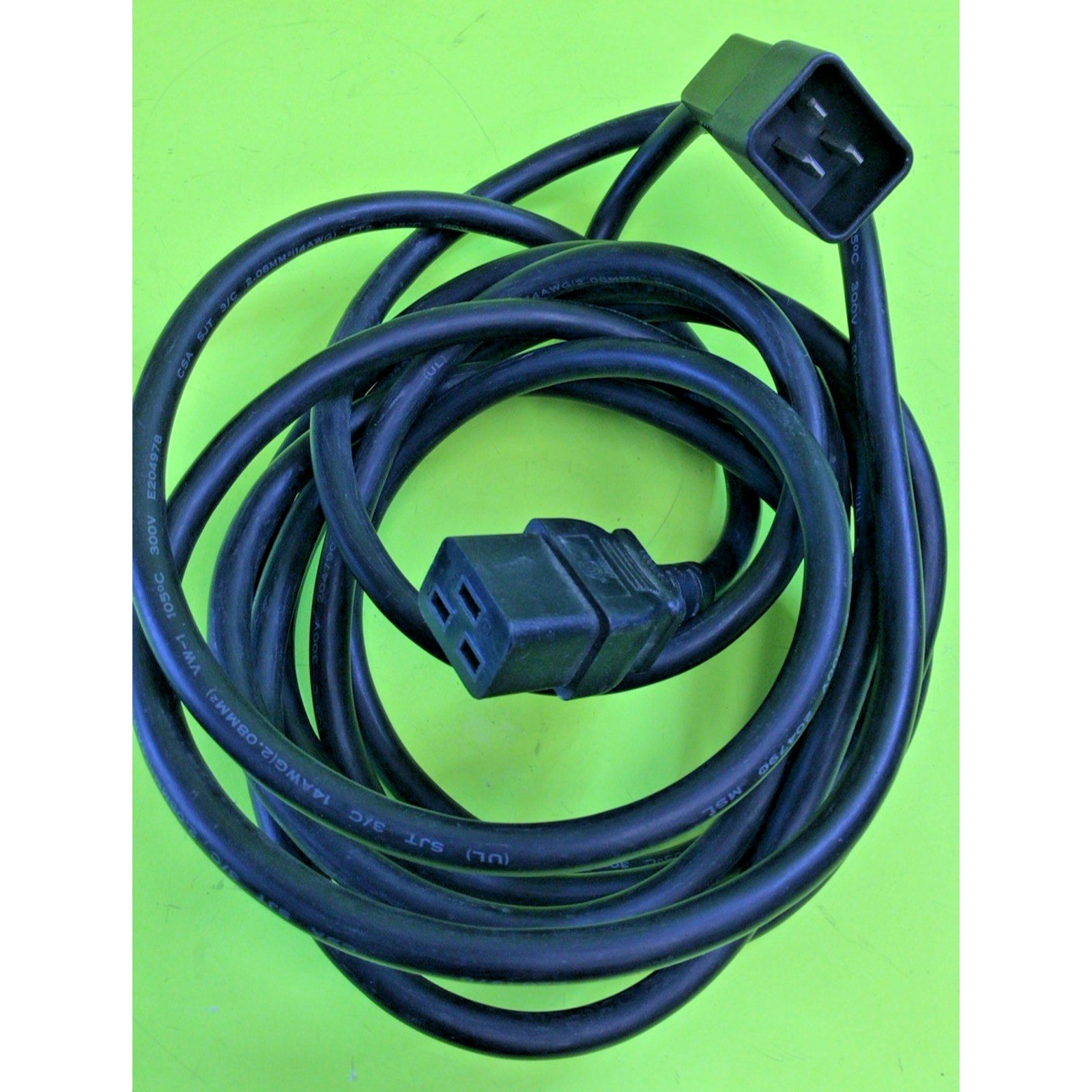 15FT IEC-60320 C19 Male to IEC-60320 Female C19 14AWG 300V Extender Cable