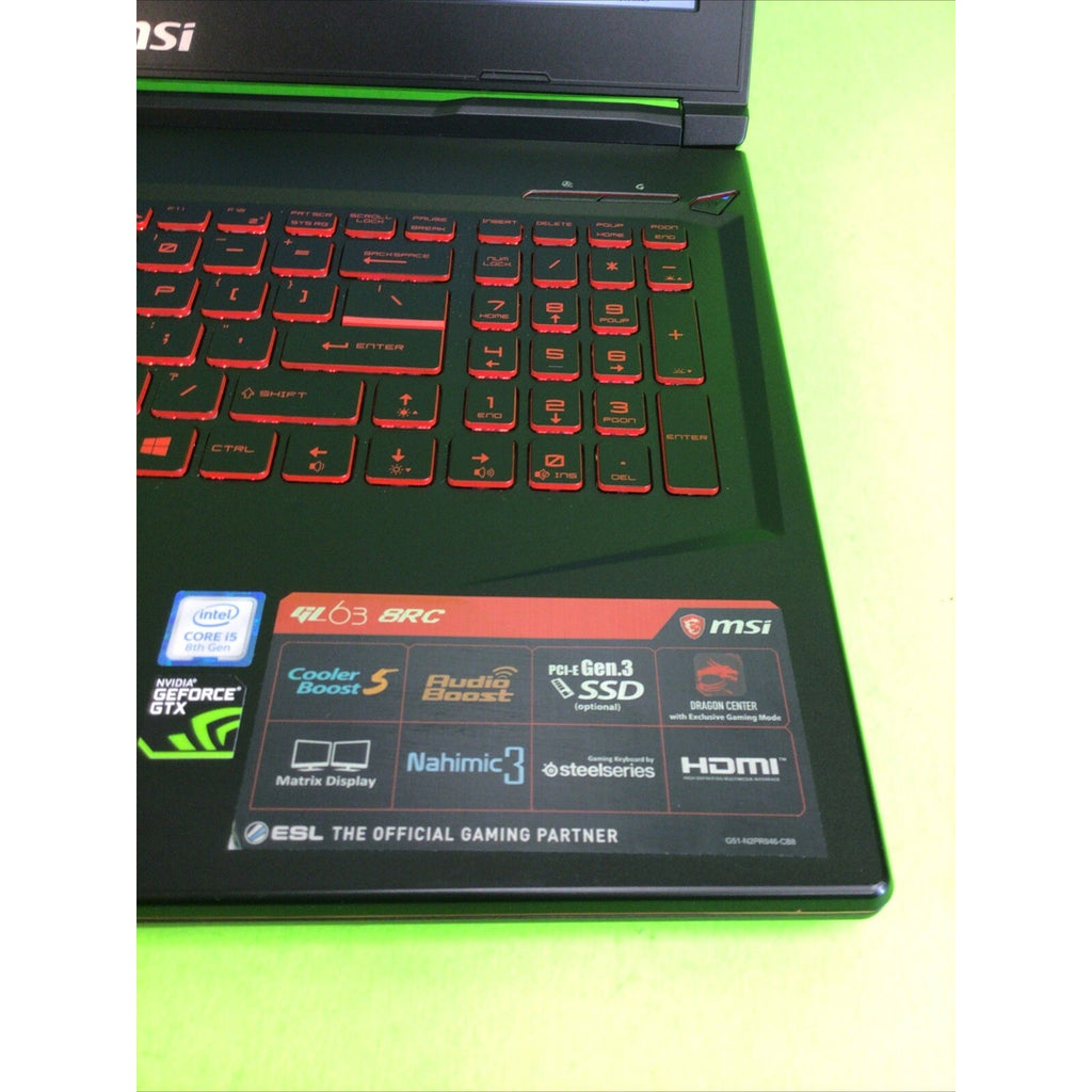 MSI GL63 8RC Gaming Laptop Core i5-8300H 24GB DDR4 RAM 240GB SSD+500GB HDD