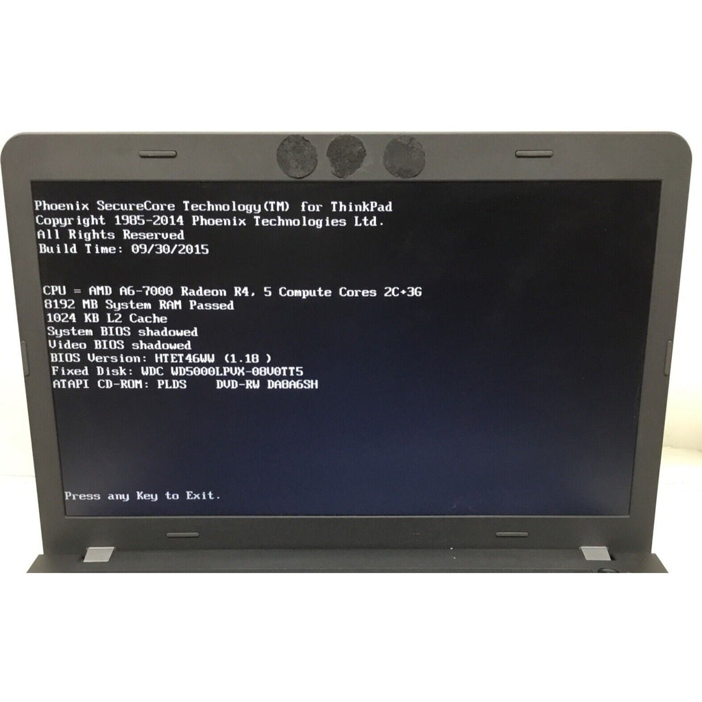 Lenovo ThinkPad E555 SL10H42791 15.6in AMD A6-7000 8GB RAM No OS READ DESC