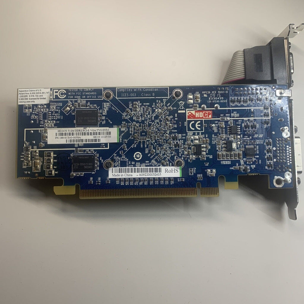 ATI 188-0CE40-005SA Radeon HD3450 PCIe Graphics Video Card 512MB DVI VGA SVIDEO