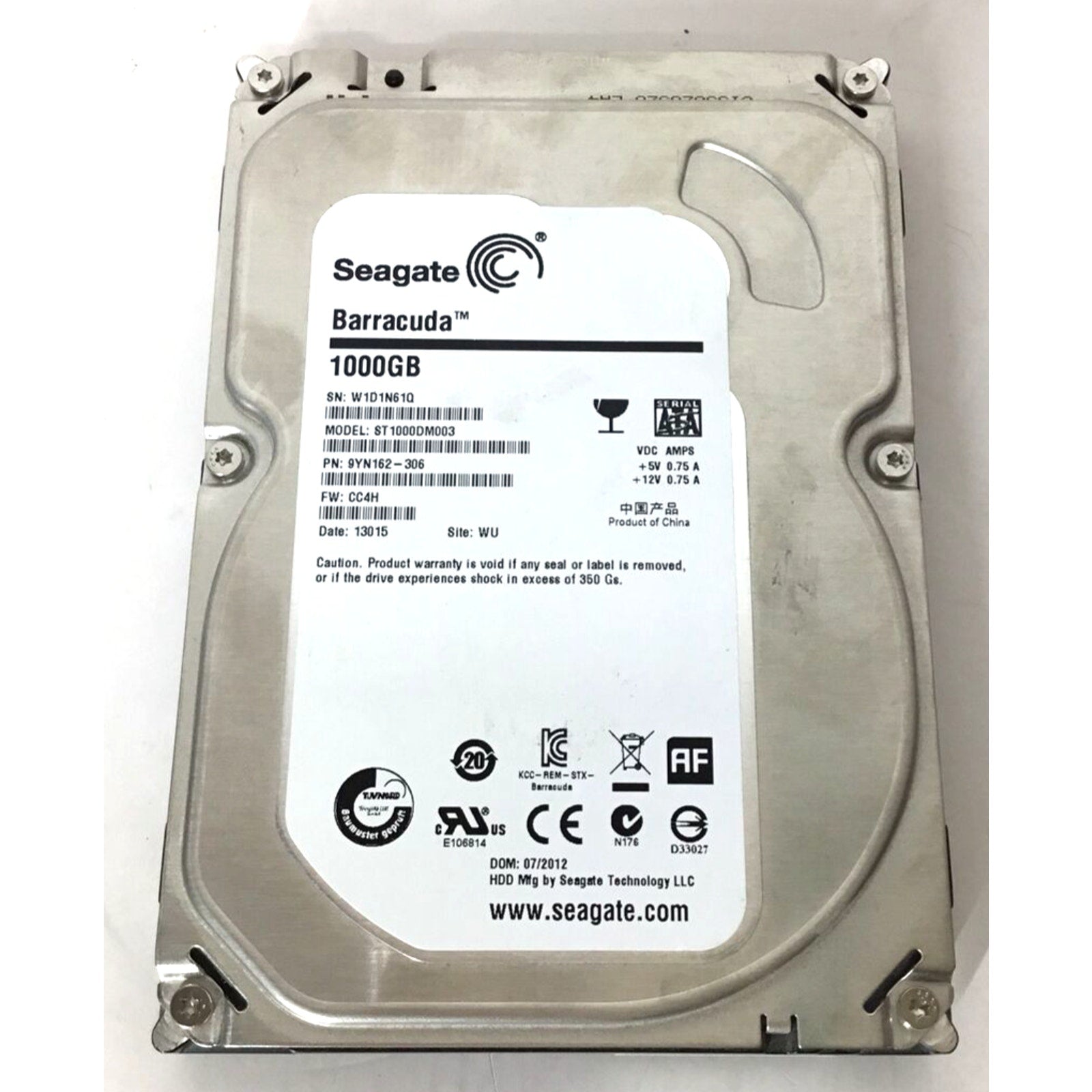 Seagate Barracuda 1000GB ST1000DM003 9YN162-306 Disk Drive Tested